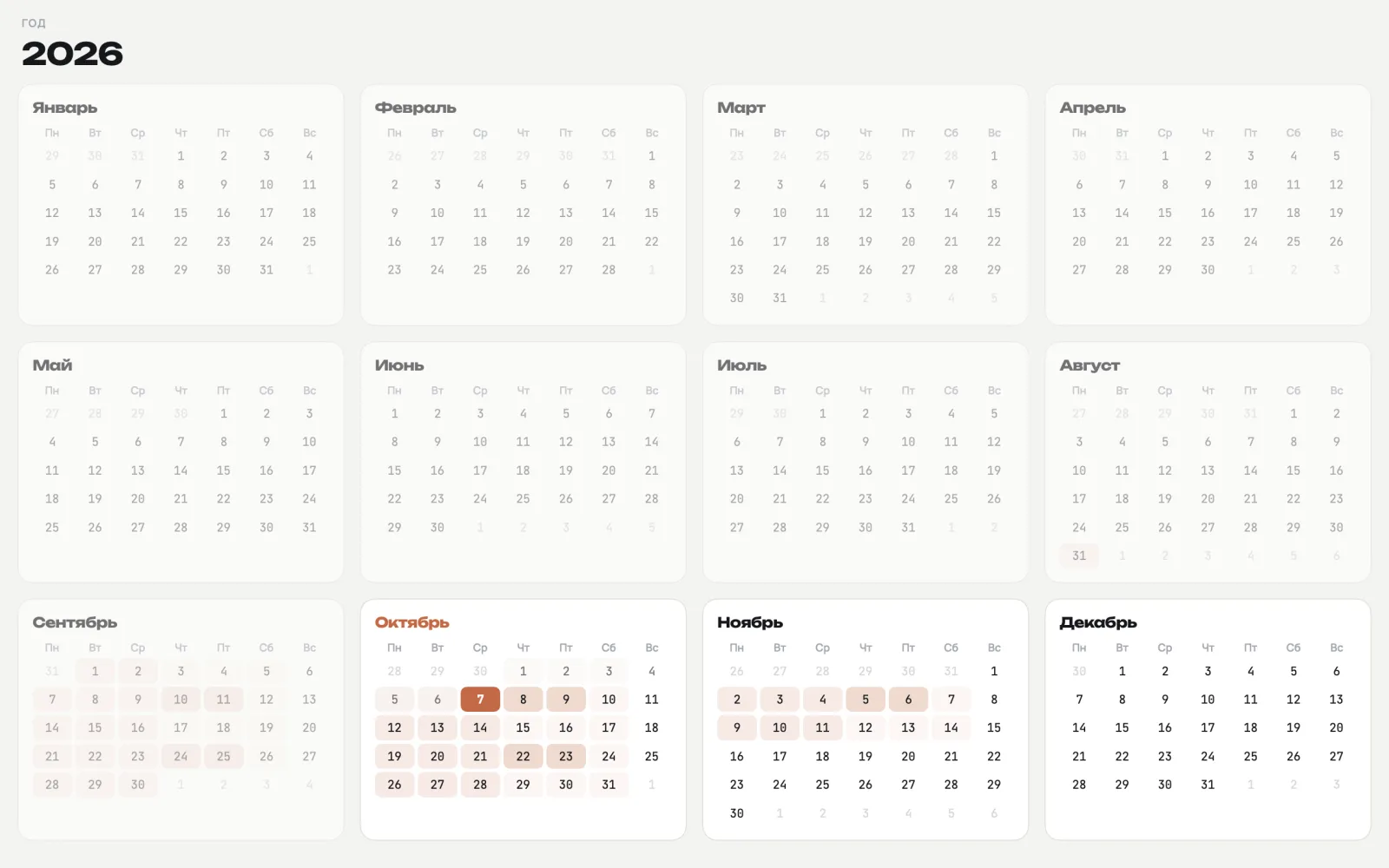 Year with the heat map, light theme
